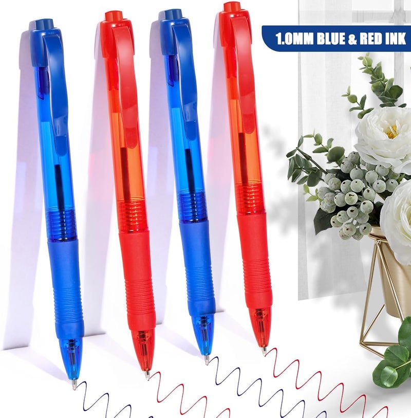 deegtran Pens Bulk, 50 Pack No Bleed Blue & Red Ink Click Pens with Soft Grip, Wholesale Retractable Ballpoint Pens for Office School, Medium Point Smooth 1.0MM - Image 3